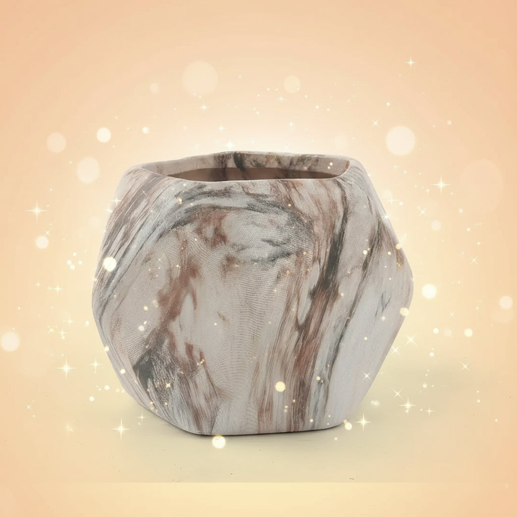 Marble-patterned pot on a white background