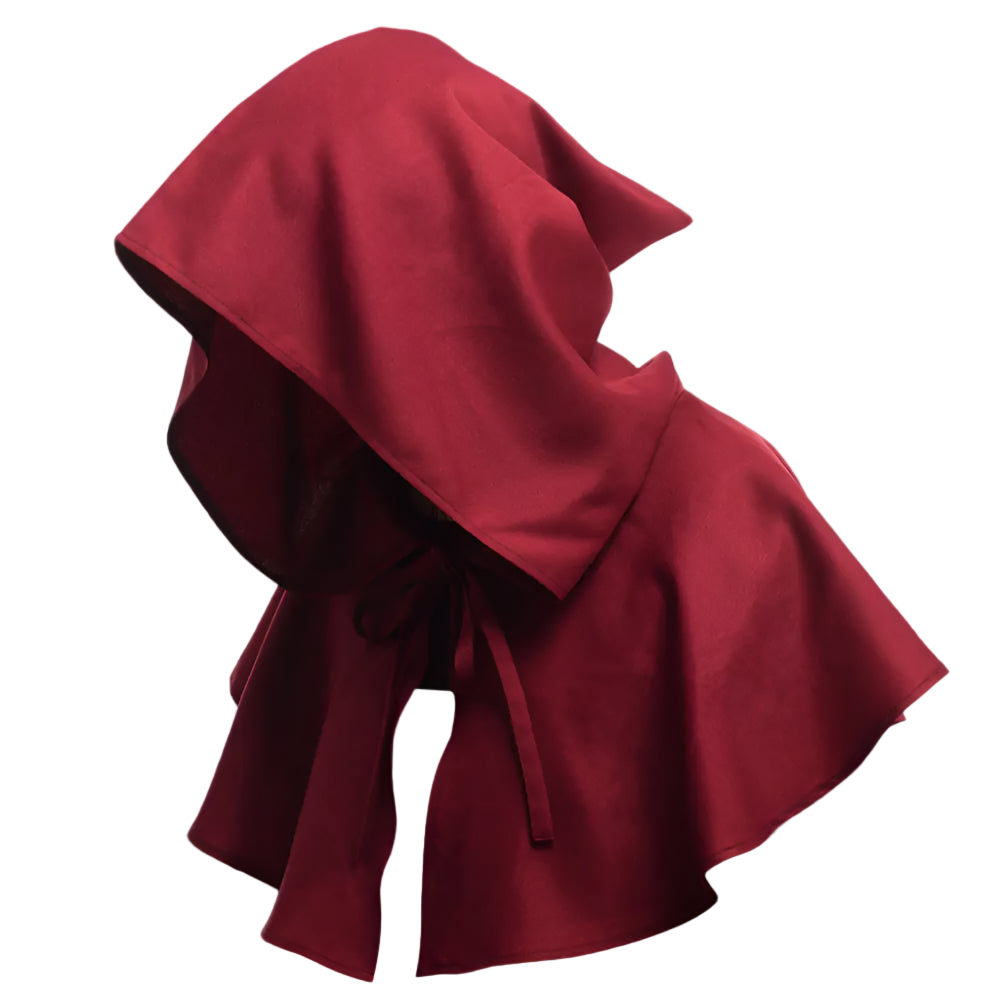 Red hooded cloak on a white background