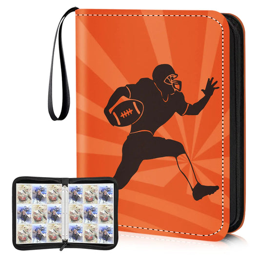 Football Card Binder 9-Pocket Football Trading Card Binder with 900 Card Sleeves Refillable Cards Album Case for Cards Collection Baseball Football Hockey Basketball Sports Cards (Football)
