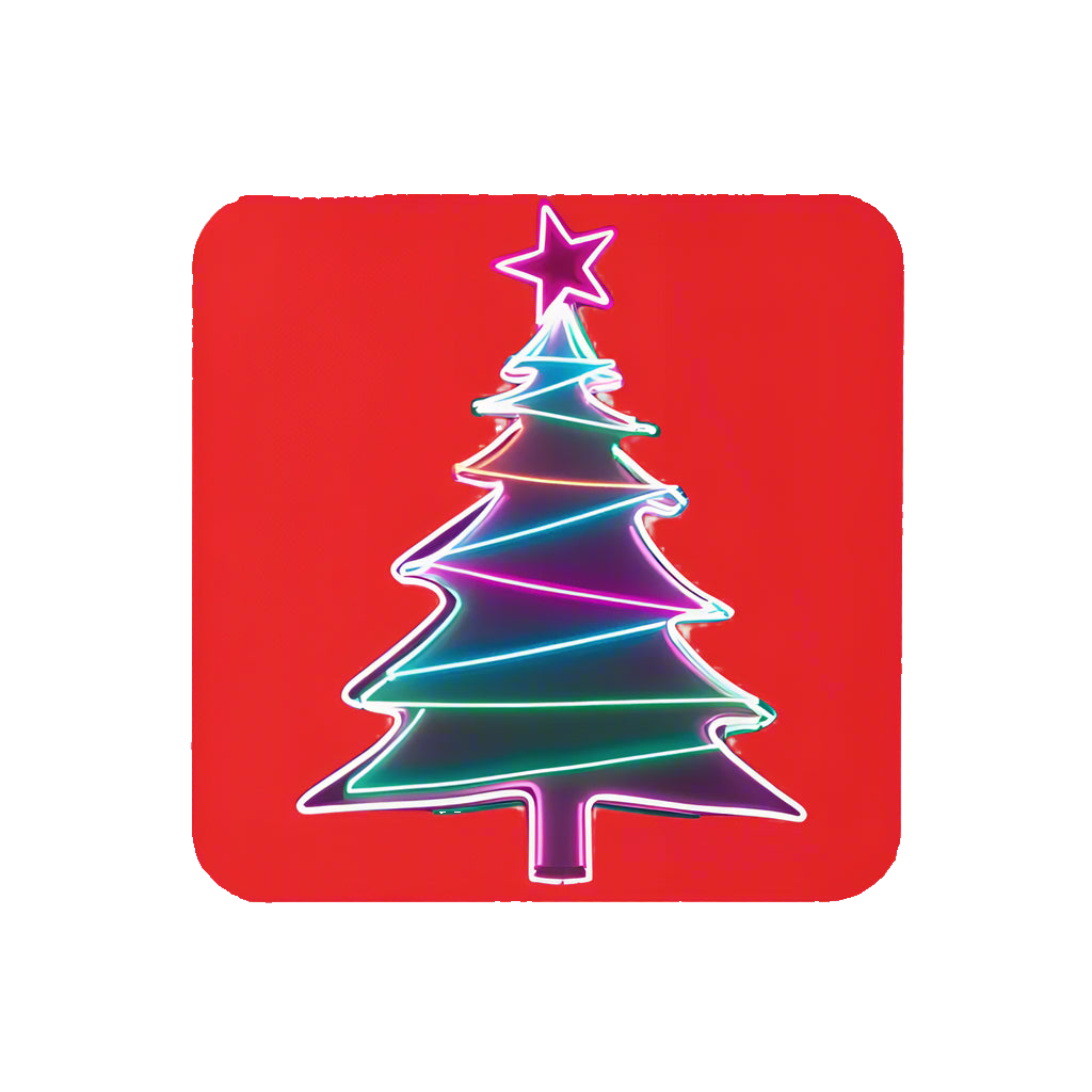 Colorful Christmas tree design on a red background