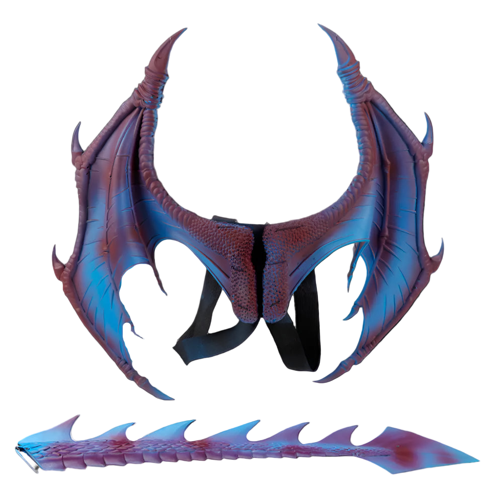 Fantasy dragon-like armor with blue and brown colors on a white background