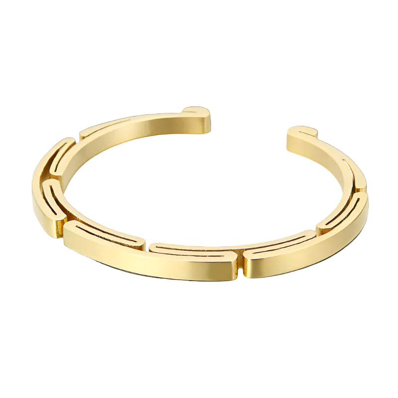 Gold bracelet on a white background