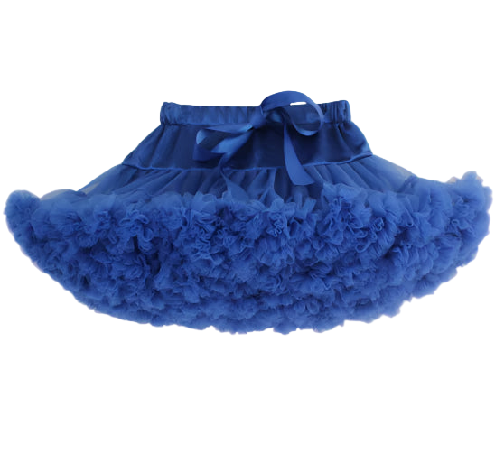 Blue tutu skirt with a bow on a white background