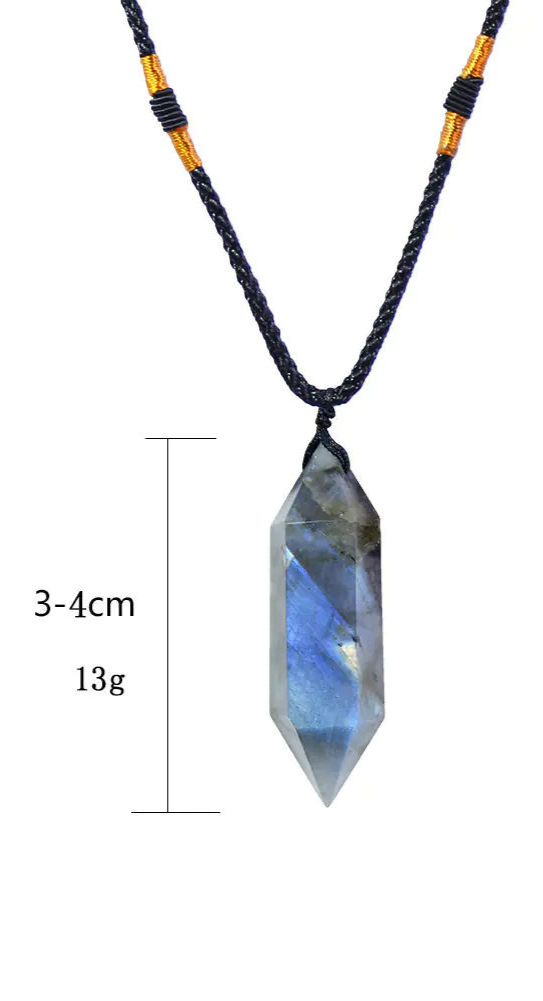 Necklace with a crystal pendant on a white background