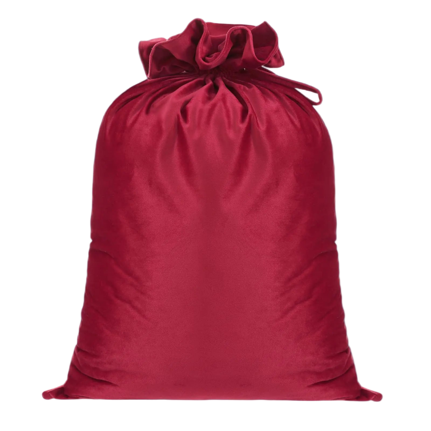 Red drawstring bag on a white background