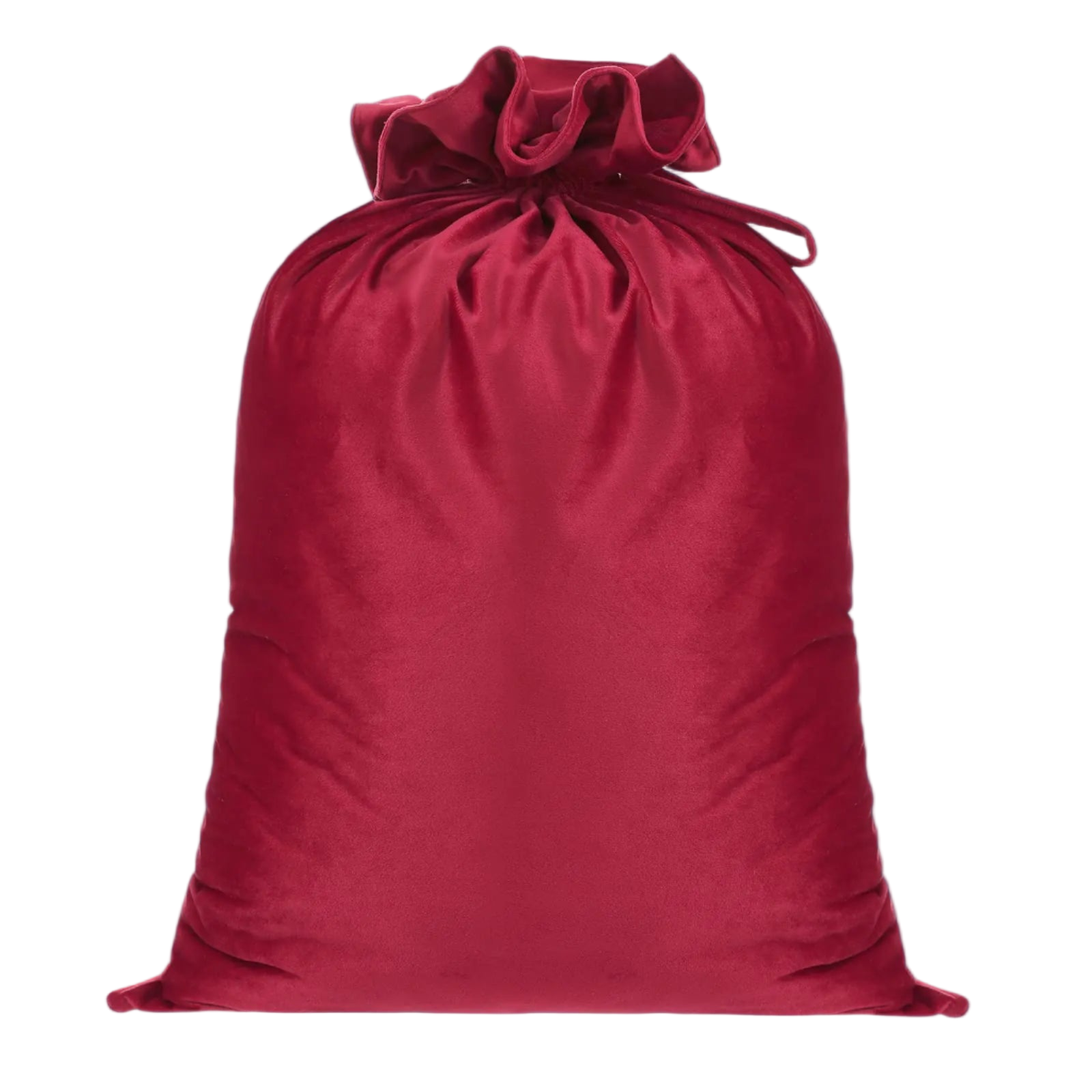 Red drawstring bag on a white background