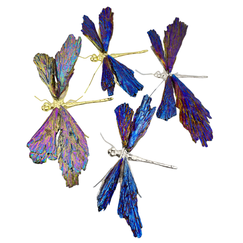Colorful butterfly-shaped hair pins on a white background