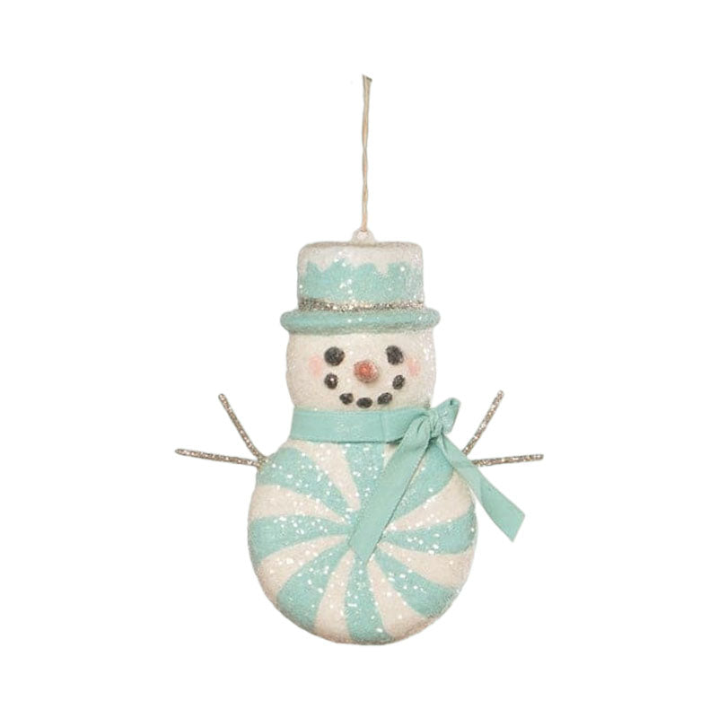 Aqua Peppermint Snowman Ornament by Bethany Lowe Designs-0