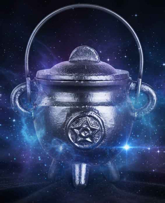 New Beginnings Cauldron Candle Clear Quartz Crystals