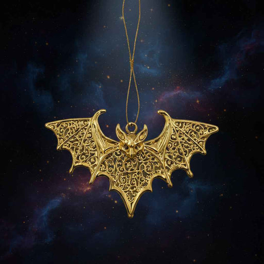 Bat Christmas Ornament Set - Gothic Metallic Tree Decor in Gold, Silver, and Antique Finish