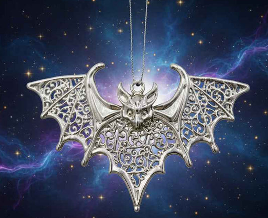 Bat Christmas Ornament Set - Gothic Metallic Tree Decor in Gold, Silver, and Antique Finish