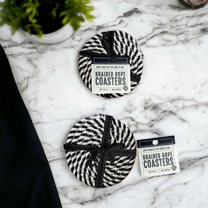 Black Braided 4pk Braided Rope Coasters