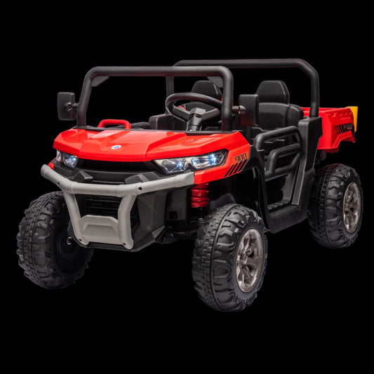 Red and black off-road vehicle on a white background