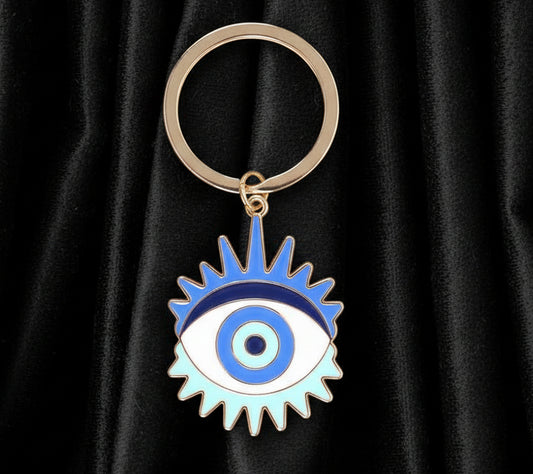 Keychain with eye design on a white background