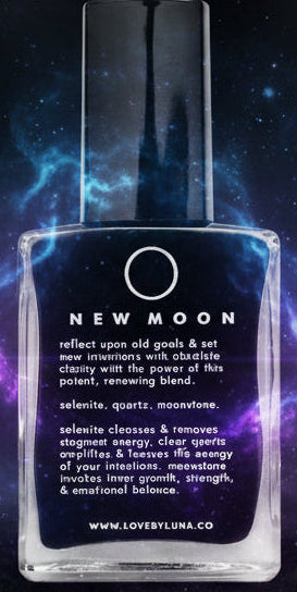 New Moon Crystal Infused Nail Polish - Black with Healing Crystals - Lucky Girl Gifts