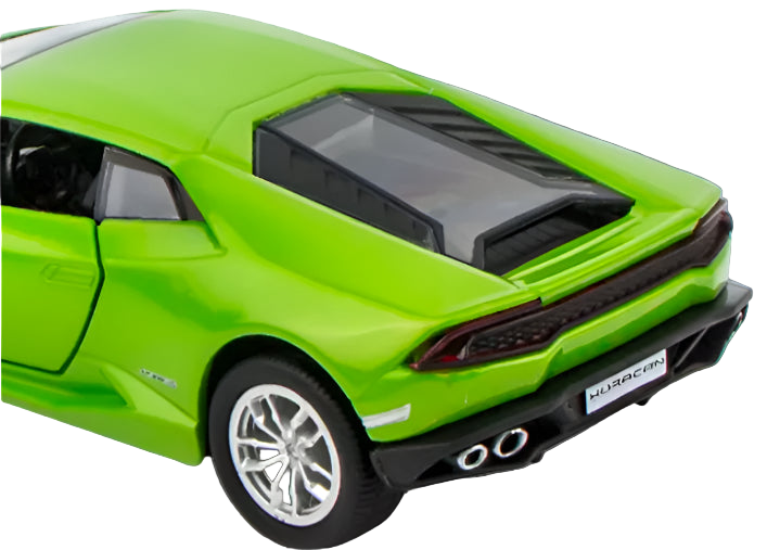 Green toy car model on a white background
