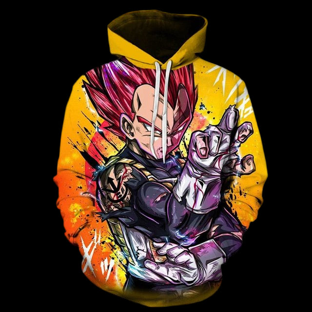 Colorful hoodie with a character design on a white background