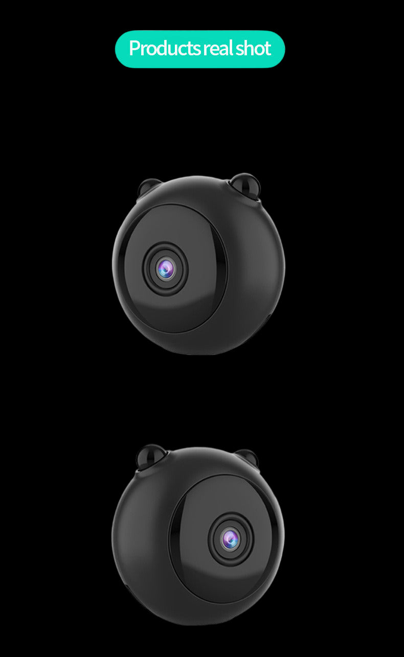 Two black camera devices with bear-like design on a white background
