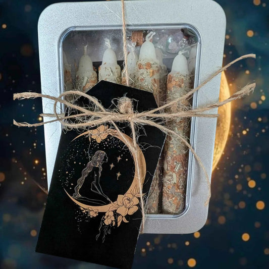 Magic Wish Spell Candles – Pack of 8 | Handcrafted Beeswax: White 8 Tin Pack