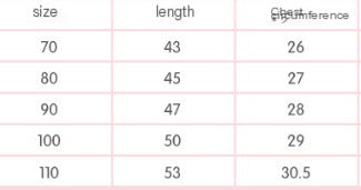 Table with size, length, and clear difference measurements