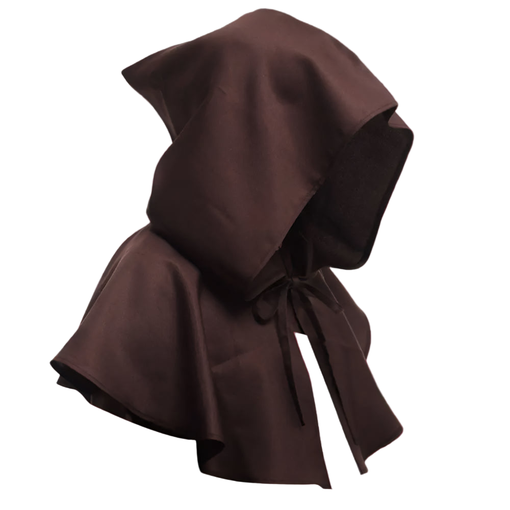 Brown hooded cloak on a white background