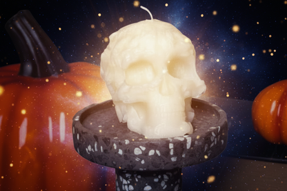 White Skull Candle with Floral Details - Scented or Unscented Options Available - Lucky Girl Gifts