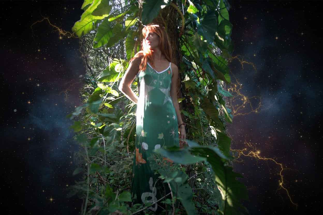 Andromeda Silk Dress - Jungle Altar Elegance