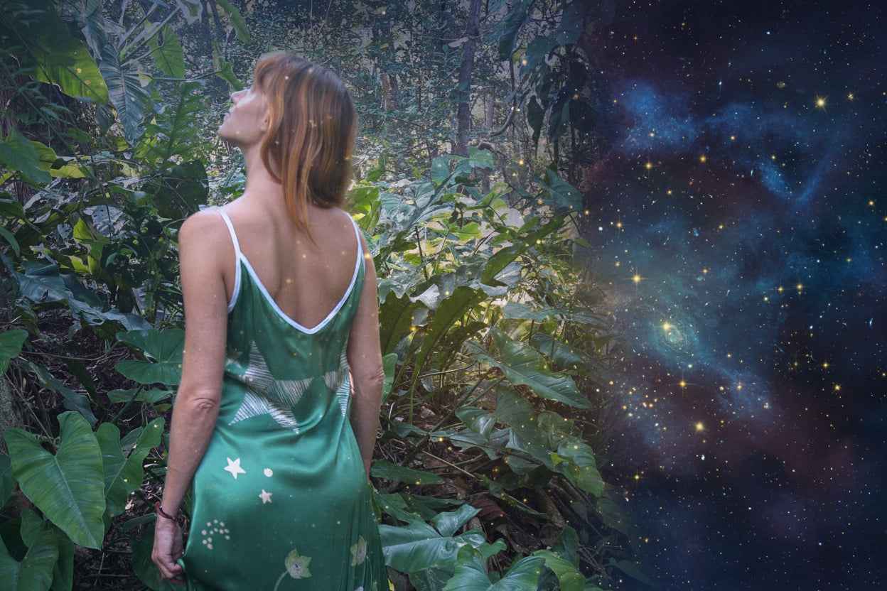 Andromeda Silk Dress - Jungle Altar Elegance