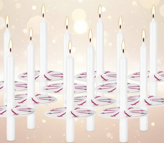 Candlelight Church Service Candles with packaging on a white background