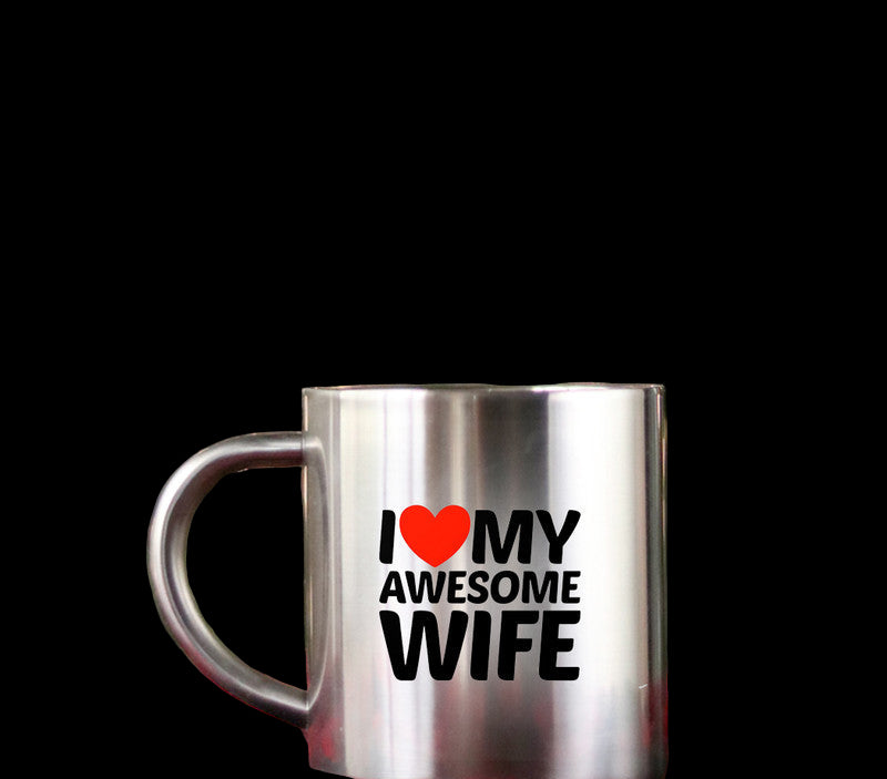I Heart Love My Awesome Wife Gold & Silver Mug