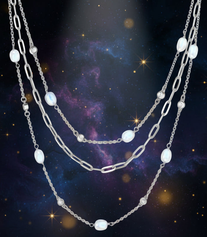 Moon Magic Moonstone Necklace - Elegant Rainbow Moonstone Jewelry - Lucky Girl Gifts