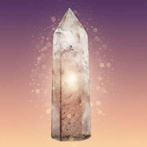 Clear crystal tower on a white background