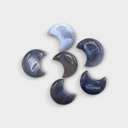 Natural Druzy Agate Crescent Moon Carvings - Lucky Girl Gifts