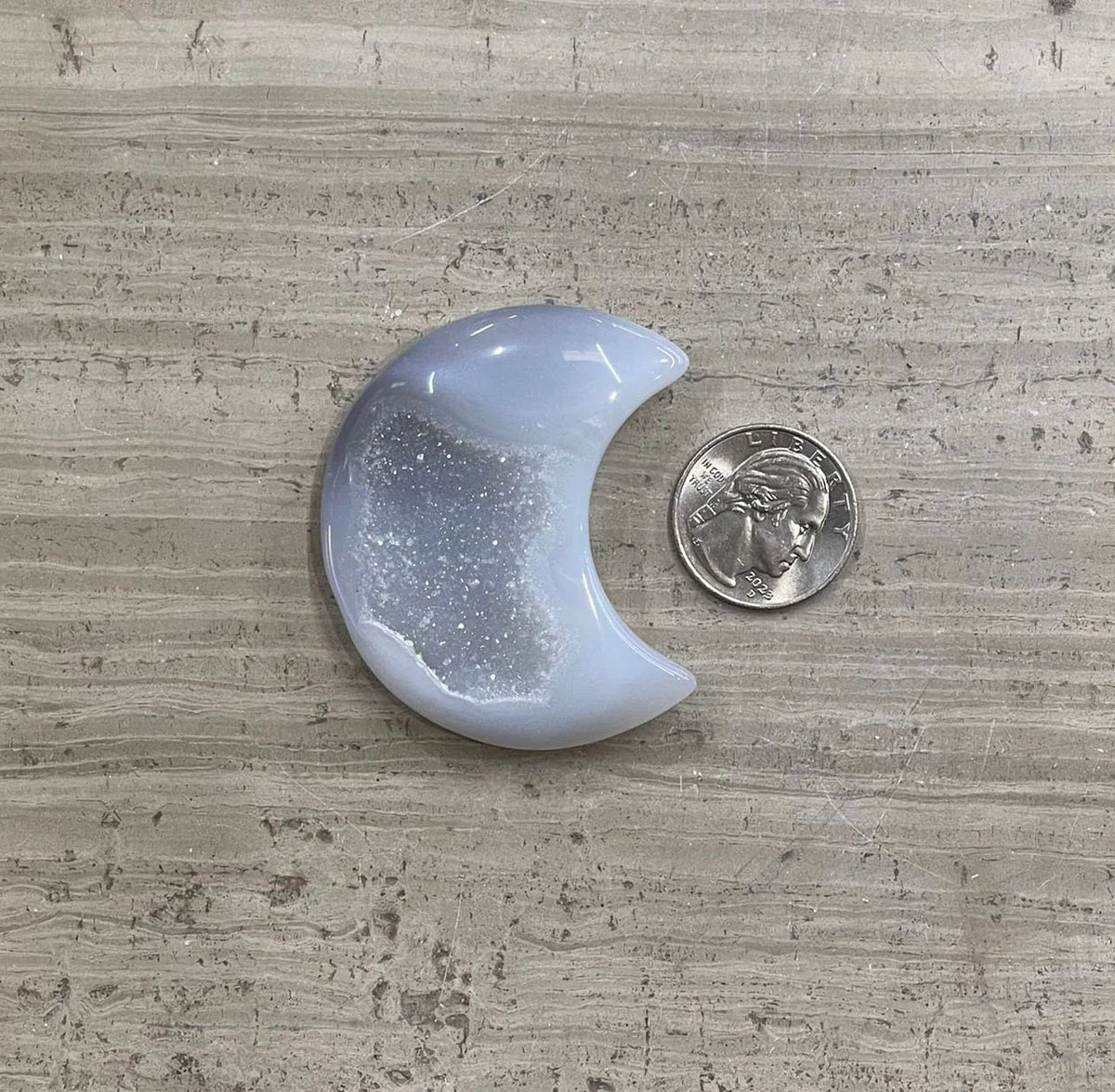 Natural Druzy Agate Crescent Moon Carvings - Lucky Girl Gifts