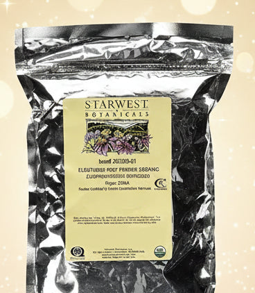 Starwest Botanicals eleuthero root powder package with label