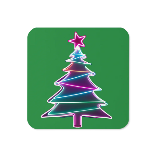 Neon Christmas tree design on a green background
