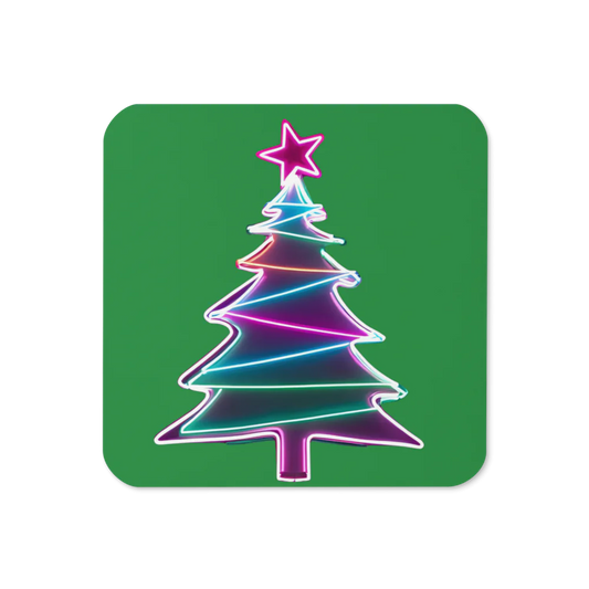 Neon Christmas tree design on a green background