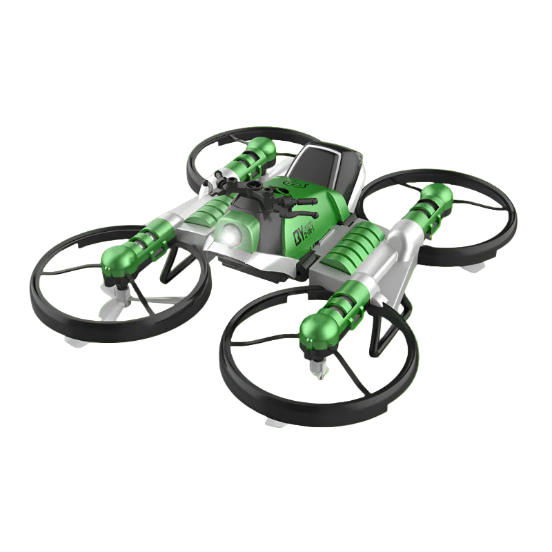 Green and gray drone on a white background