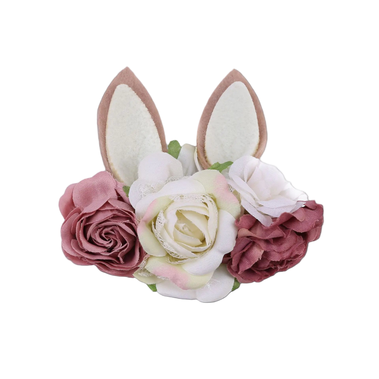 Floral headband with bunny ears on a white background