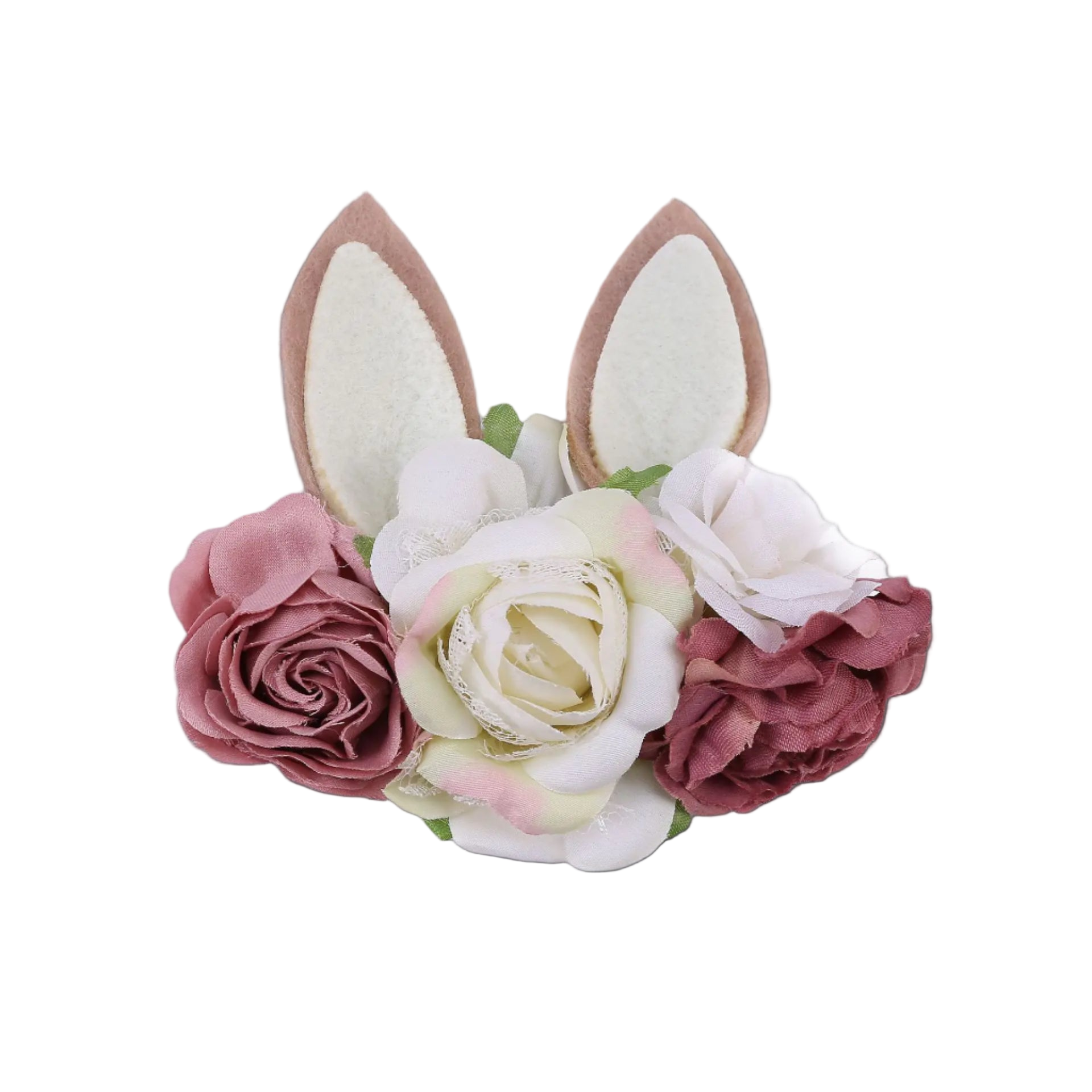 Floral headband with bunny ears on a white background
