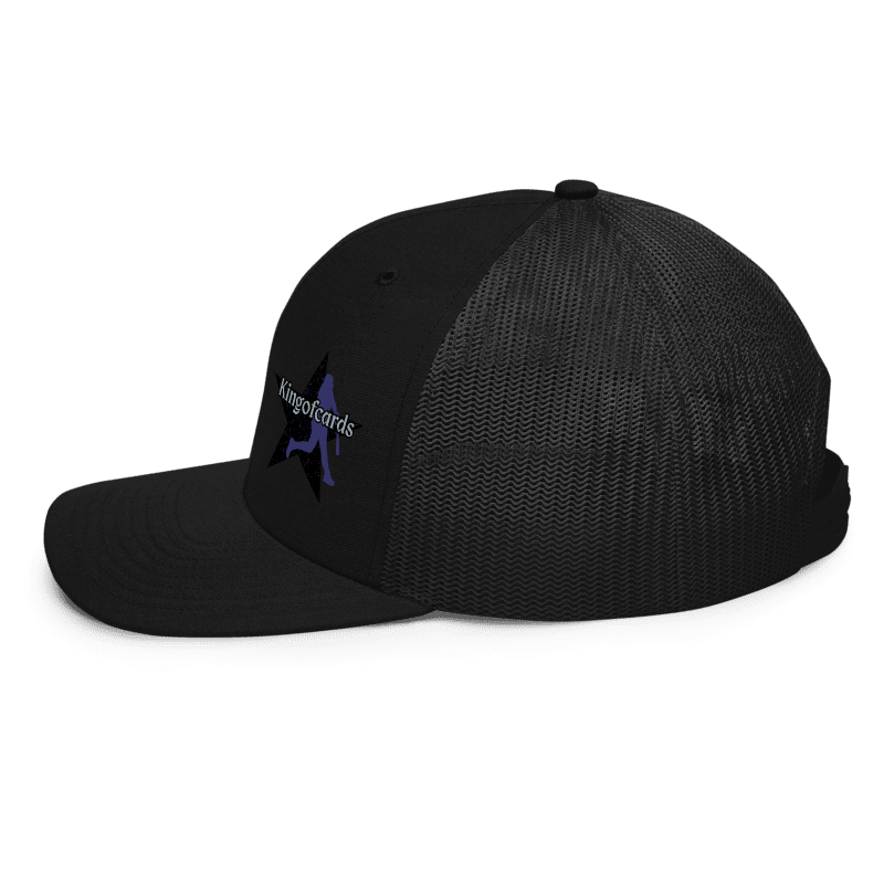 Black cap with a logo on a white background