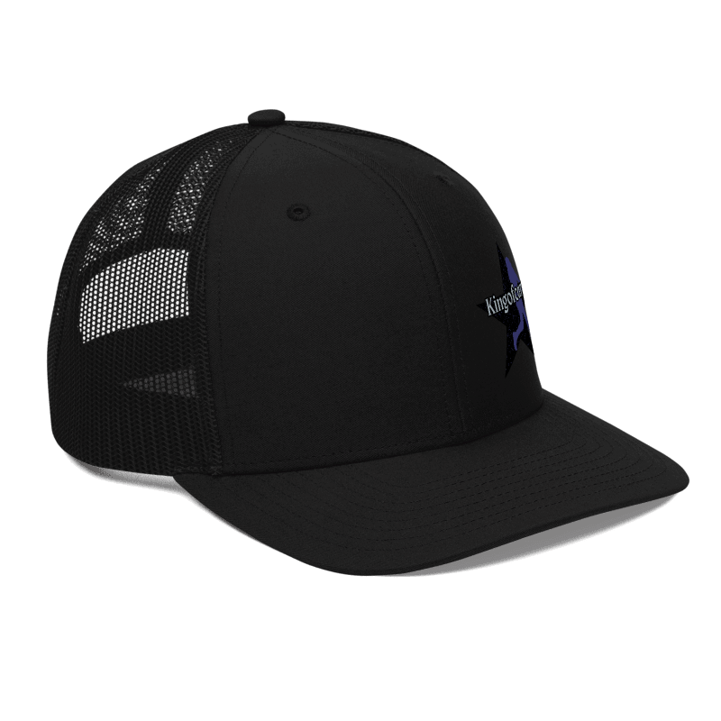 Black mesh cap with a logo on a white background