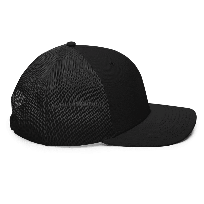 Black mesh cap on a white background