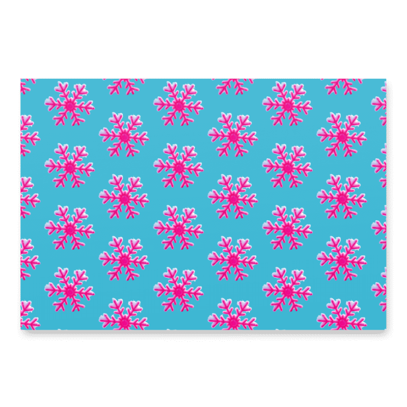 Pattern of pink snowflakes on a blue background