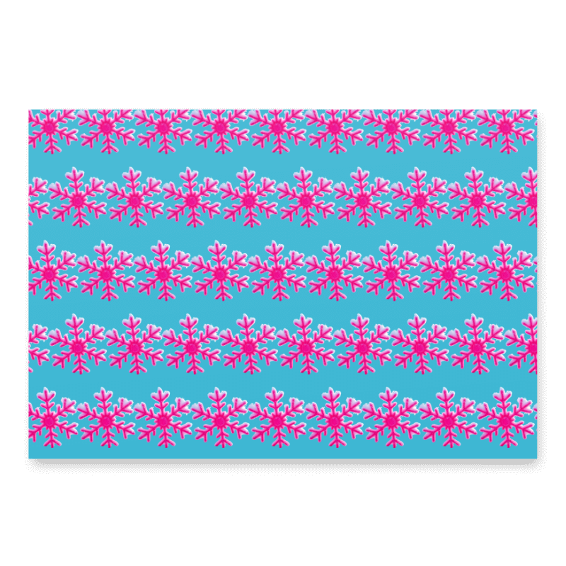 Pattern of pink snowflakes on a blue background