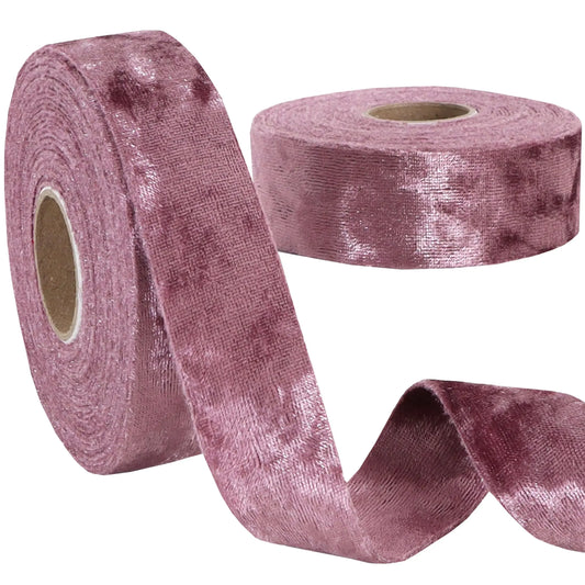 2 Rolls Purple Velvet Ribbon Double-Sided Handmade Glossy Fabric Trim Spool Thin Ribbon for Christmas Tree Gift Wrapping Crafts Wedding Flower Bouquet 1 inch x 5YD