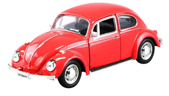 Red model car on a white background