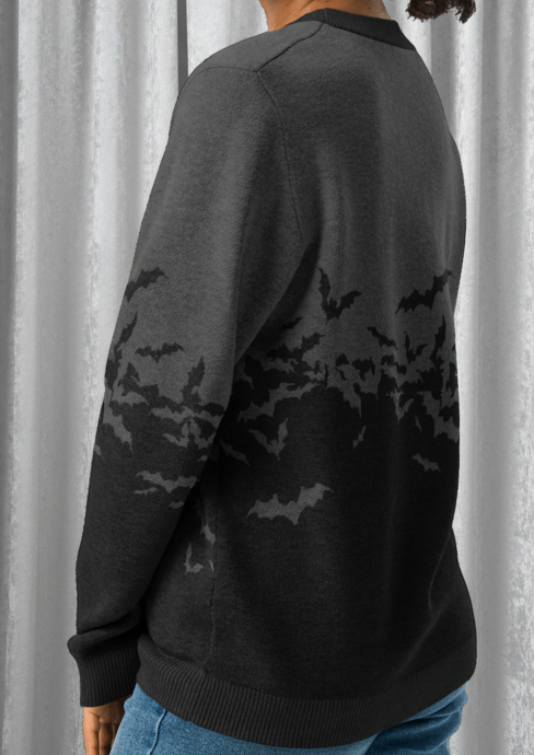 Woman wearing a black tie-dye sweatshirt on a transparent background