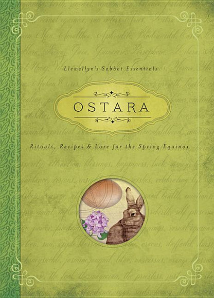 Book cover of 'Ostara' with a green background and rabbit illustration.