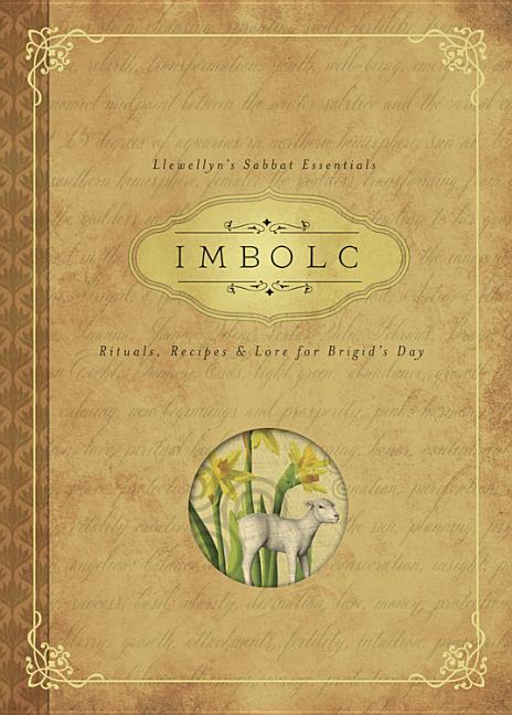 Book cover of 'Imbolc' with decorative elements and text on a brown background